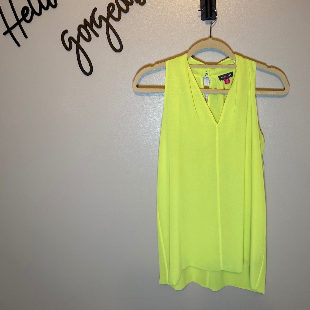 Vince Camuto Sheer Lemon-Lime Tunic sz XS